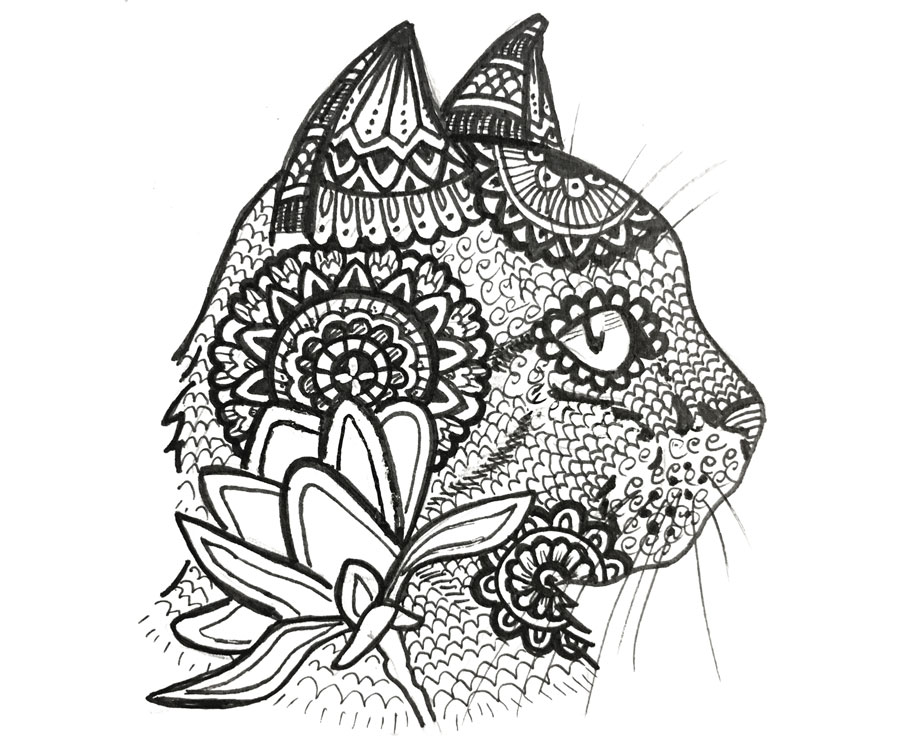 Cat Zentangle Drawing