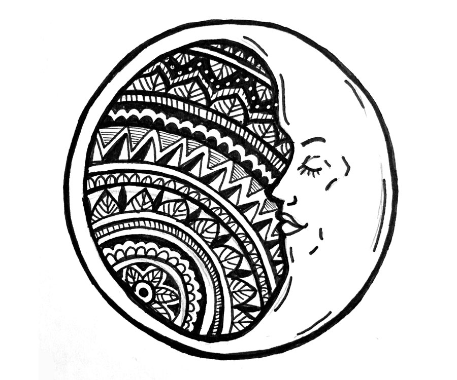 Moon Zentangle Drawing