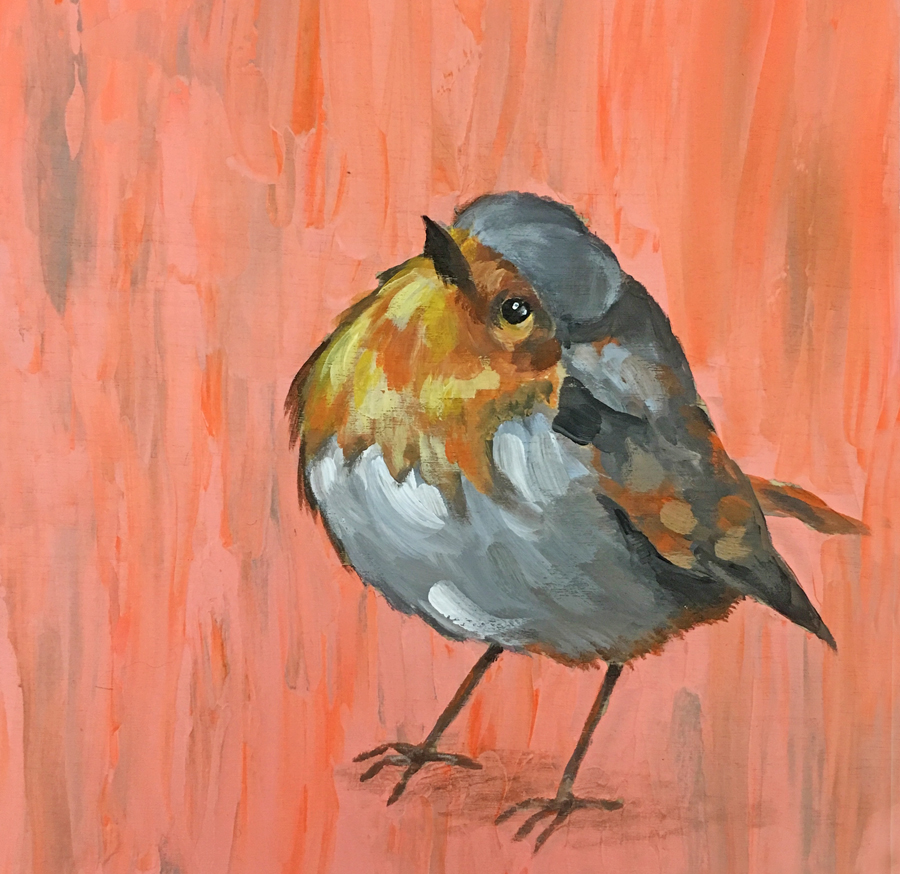 English Robin in Acrylics by Tif Does Art