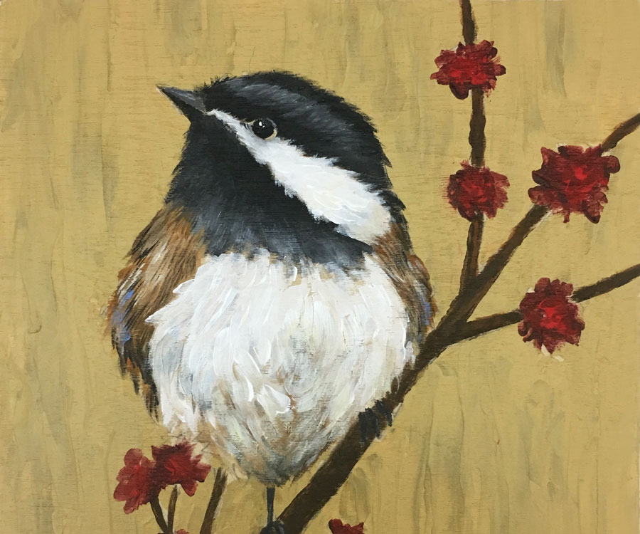 Chickadee with Gold Background