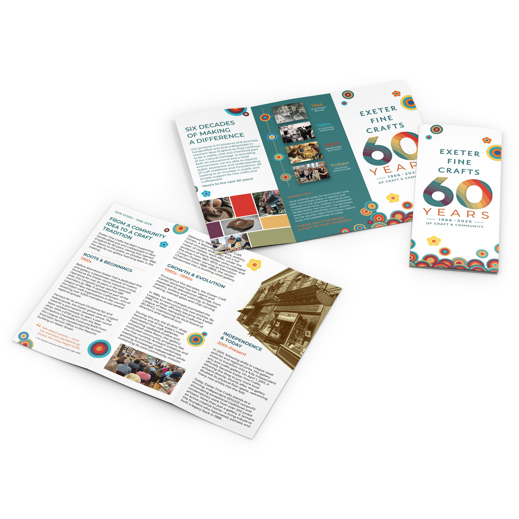 Exeter Fine Crafts 60th anniversary identity and trifold brochure