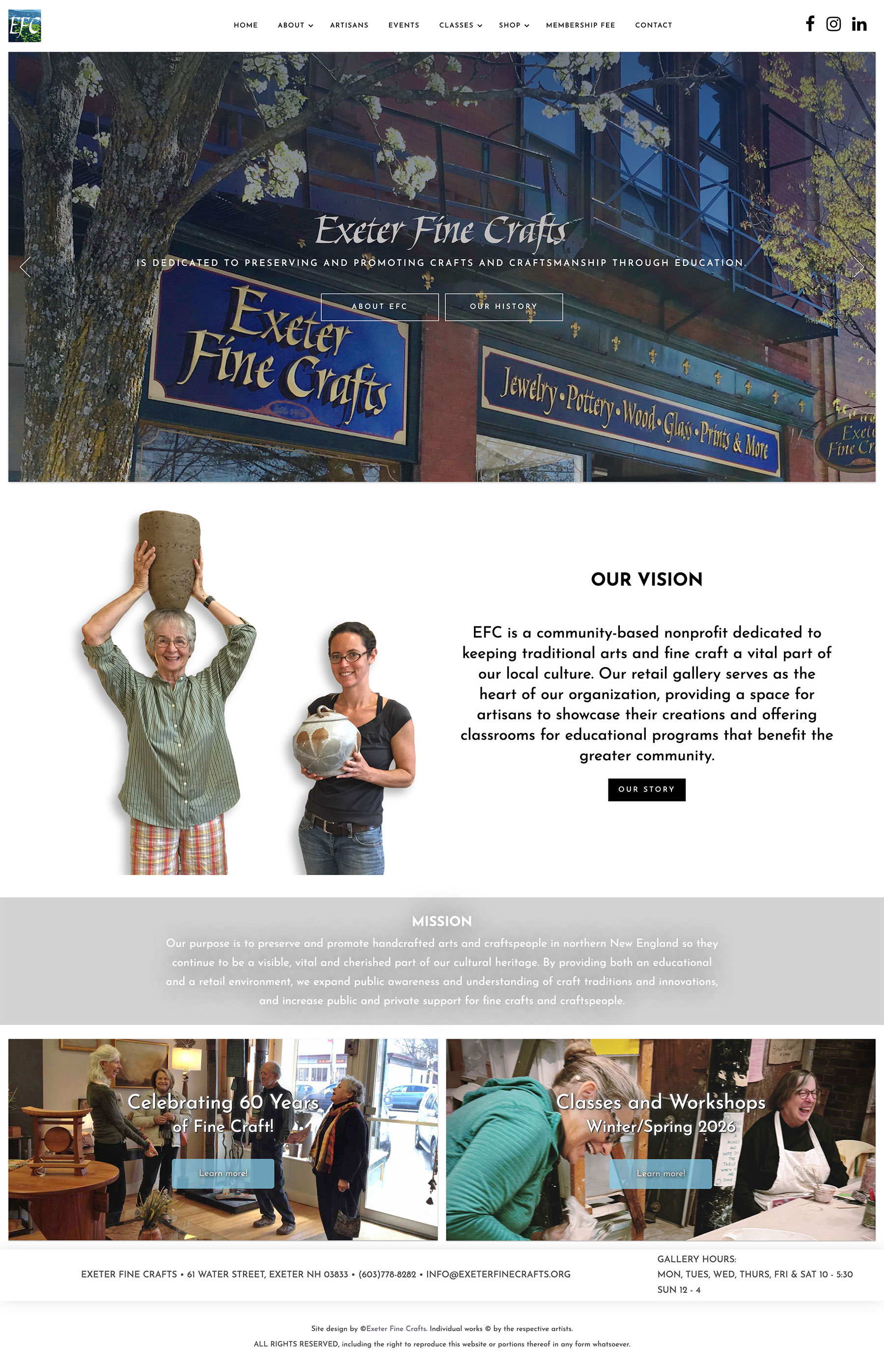 Exeter Fine Crafts website